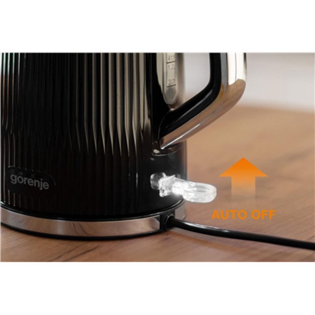 Gorenje K17DPB | Kettle | Electric | 1.7 L | 2200 W | Plastic/Stainless steel | 360&deg; rotational base | Black