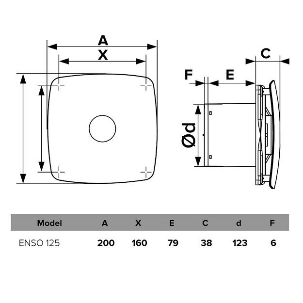 VLANO ENSO 125 TH (su laikmačiu ir drėgmės jutikliu) 125 mm 1