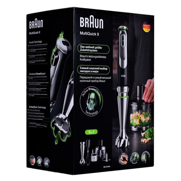 Braun | Hand Blender | MQ9138XI MultiQuick 9 | Hand Blender | 1200 W | Number of speeds 3 | Chopper | Ice crushing | Black 1