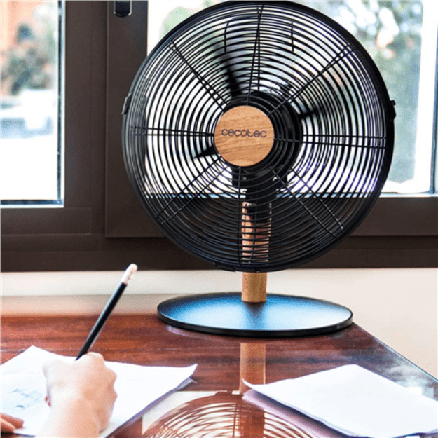 Cecotec EnergySilence 600 WoodDesk | Desktop Fan | Table Fan | 40 W | Diameter 30 cm | Number of speeds 3 | Oscillation | Beige