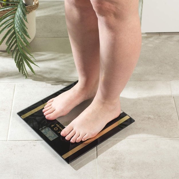 Salter SA00550BGCFAS Glass Analyser Bathroom Scale Black/Gold