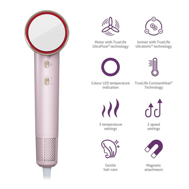 TrueLife HairDryer D6 hair dryer 1600 W Rose
