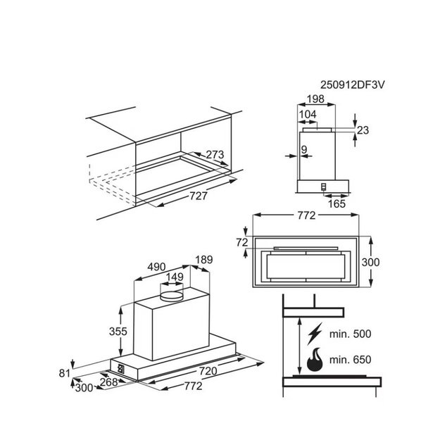 Įmontuojamas gartraukis Electrolux 900 serija Hob2Hood, LFG818K, 80 cm