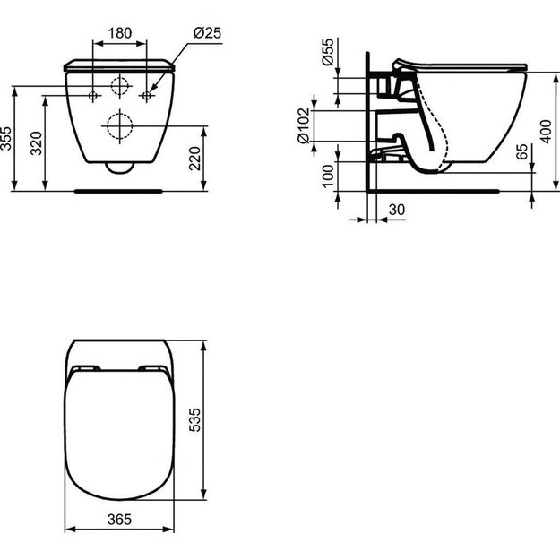 Pakabinamas klozetas su soft close dangčiu Ideal Standard Tesi AquaBlade T354601