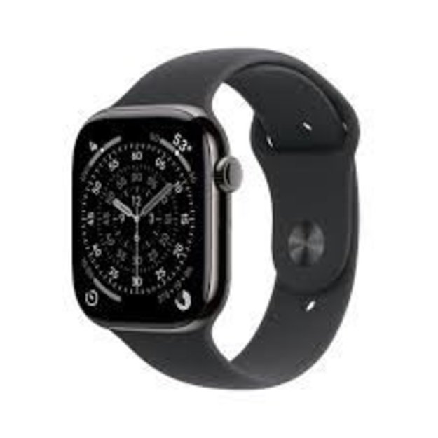 Apple Watch Series 11&Acirc;GPS + Cellular 46mm&Acirc;Slate Titanium Case with Black Sport Band - M/L