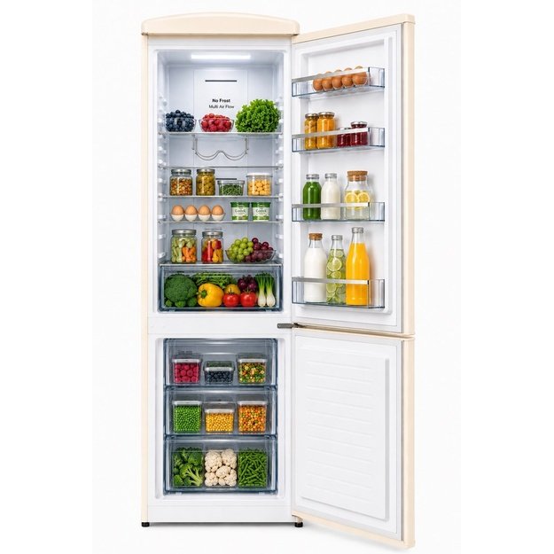 Ravanson LKK-315RM Retro Fridge 597 mm x 707 mm x 1943 mm | 315 l | Total No Frost | Energy Class E | Cream