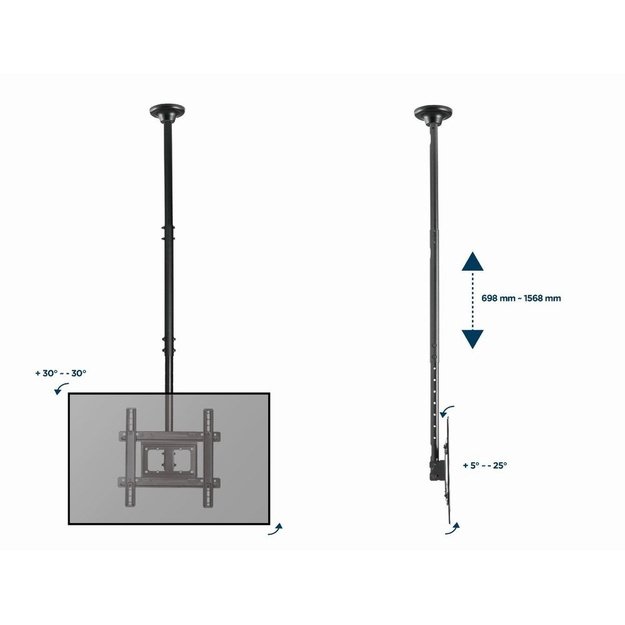 Gembird CM-70ST-01 Full motion TV ceiling mount, 32  - 70 , 50kg