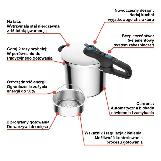 Pressure cooker TEFAL SECURE TRENDY 8L P2584401
