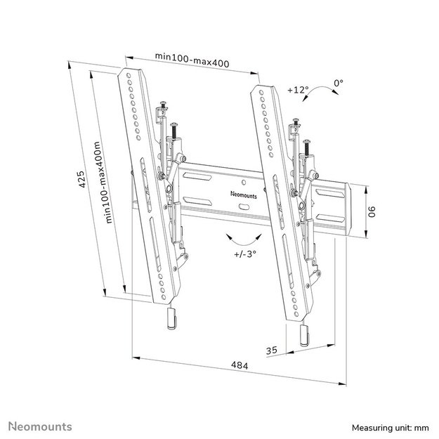 Neomounts WL35S-850BL14 TV mount wall 32-75  - tiltable - lockable - fast installation