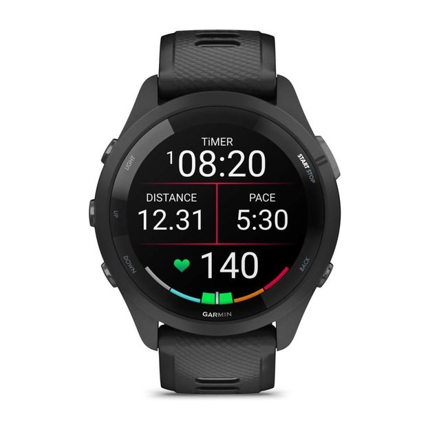 Garmin Forerunner 265 3.3 cm (1.3 ) AMOLED 46 mm Digital 416 x 416 pixels Touchscreen Black Wi-Fi GPS (satellite)