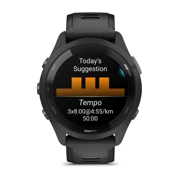 Garmin Forerunner 265 3.3 cm (1.3 ) AMOLED 46 mm Digital 416 x 416 pixels Touchscreen Black Wi-Fi GPS (satellite)