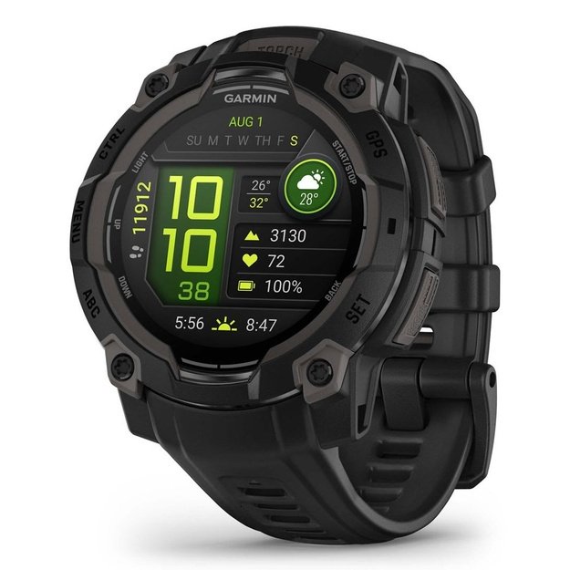 Garmin Instinct 3 AMOLED 3.05 cm (1.2 ) 45 mm Digital 390 x 390 pixels Touchscreen Black GPS (satellite)