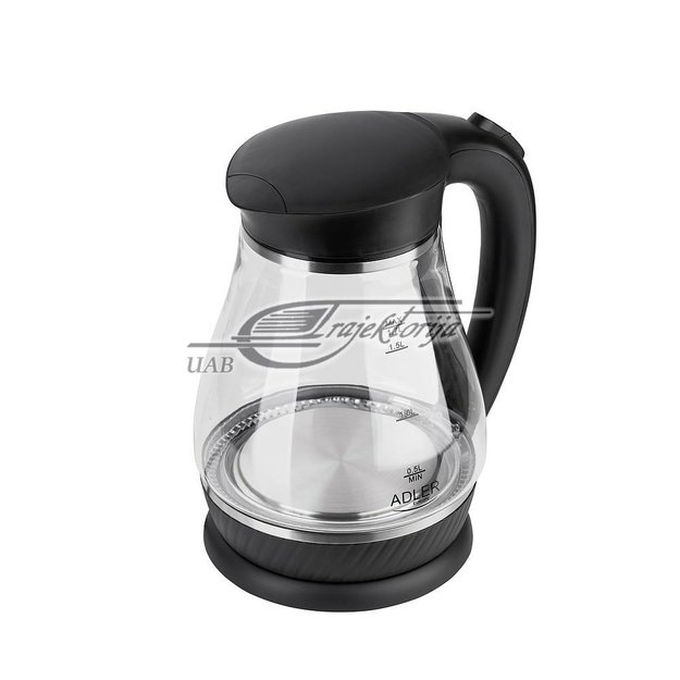 Adler | Kettle | AD 1274 | Standard | 2200 W | 1.7 L | Plastic/Glass | 360&deg; rotational base | Black/Transparent