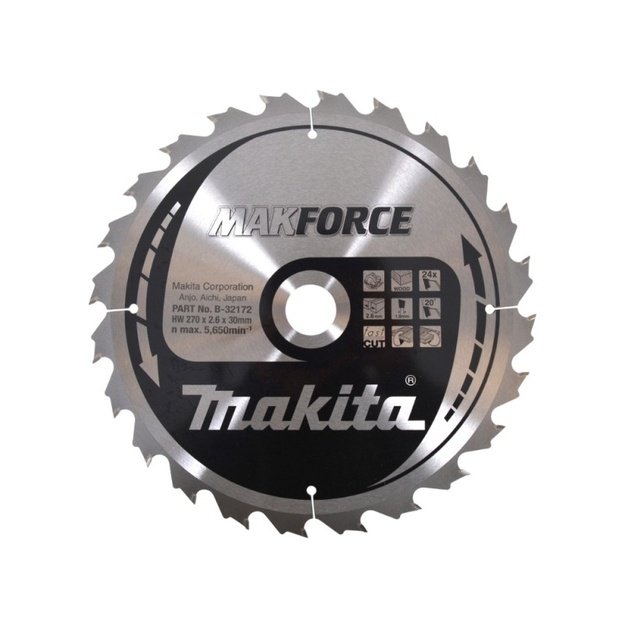 Medžio pjovimo diskas MAKITA 270x30x2,6mm 24T 20&deg;