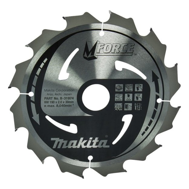 Pjovimo diskas medžiui MAKITA 190x2,0x30mm 12T 15&deg;