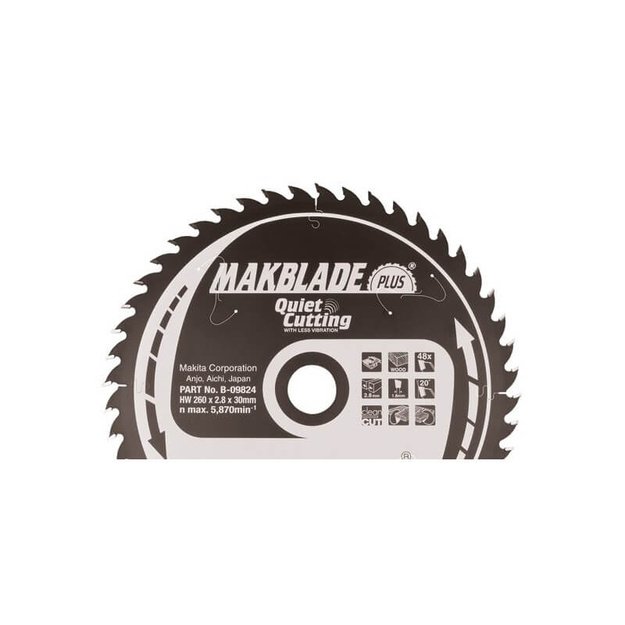 Pjovimo diskas medžiui 250x30x2,8mm 40T 5&deg; MAKITA