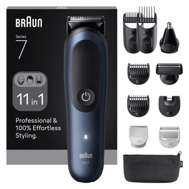 Braun 11in1 Grooming Kit | All-in-One Series 7 AIO7540 | Cordless | Number of length steps 14 | Black/Blue