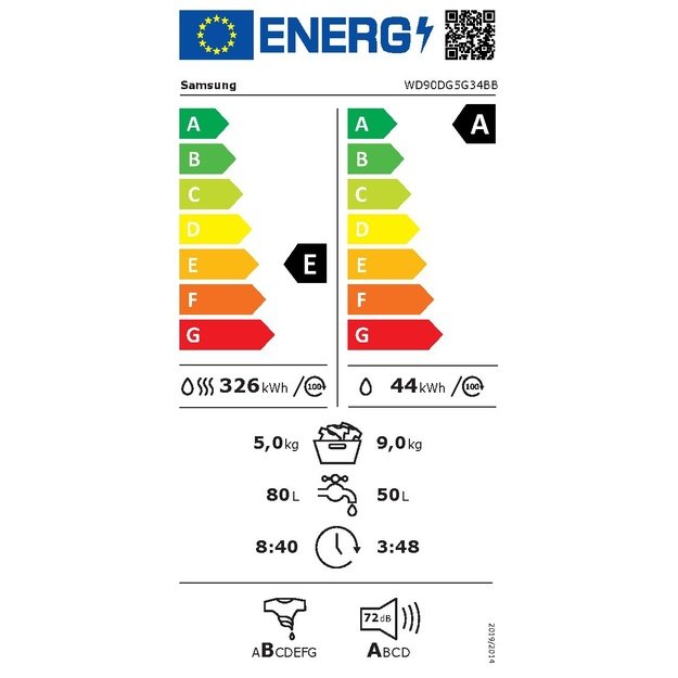 Washer-dryer SAMSUNG WD90DG5G34BBEO