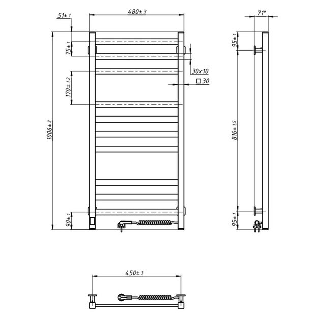 NAVIN Avangard 480*1000 Sensor dešinė juodas  12-228053-4810