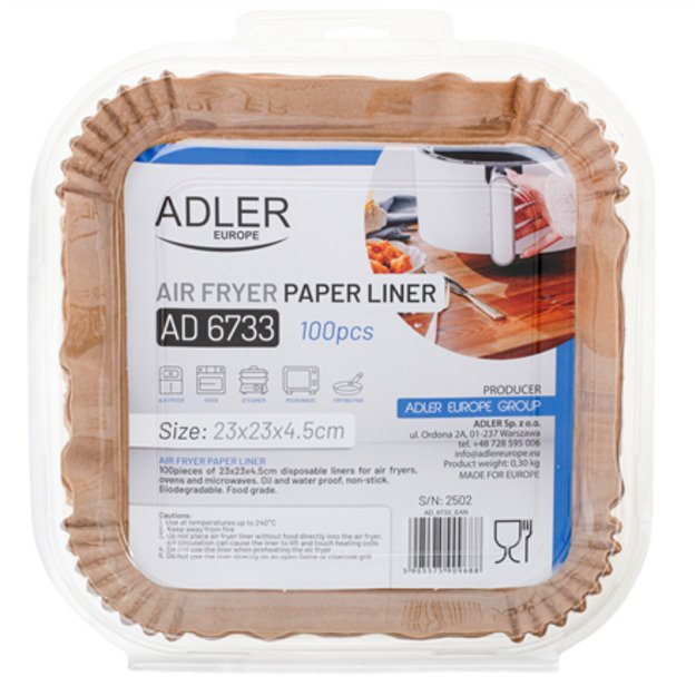 Adler Paper Liners for Air Fryer | AD 6733 | 100 pcs 1
