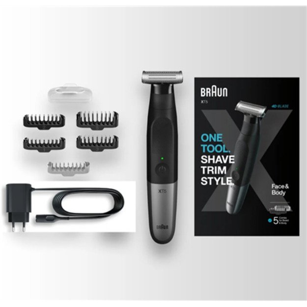 Braun | Hybrid Hair, Beard, Body Trimmer | XT5100 Series X | Operating time (max) 60 min | Wet & Dry | Black 3