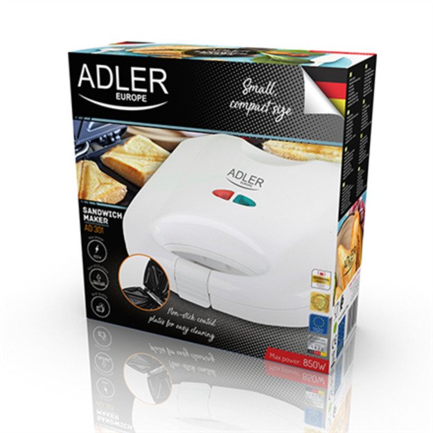 Adler AD 301 White, 750  W, Number of plates 1, Number of sandwiches 2