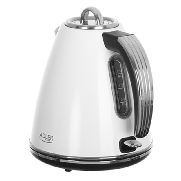 Adler Kettle AD 1343 Electric, 2200 W, 1.5 L, Stainless steel, 360° rotational base, White