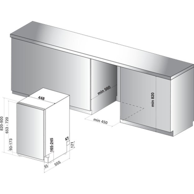 Built-in | Dishwasher | HSIP 4O21 WFE | Width 44.8 cm | Number of place settings 10 | Number of programs 11 | Energy efficiency 
