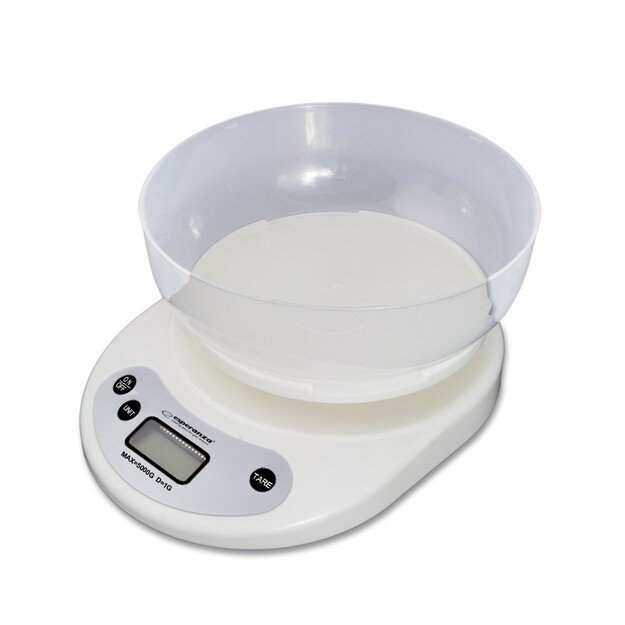 Esperanza EKS007 Kitchen scale with a bowl. White Electronic kitchen scale