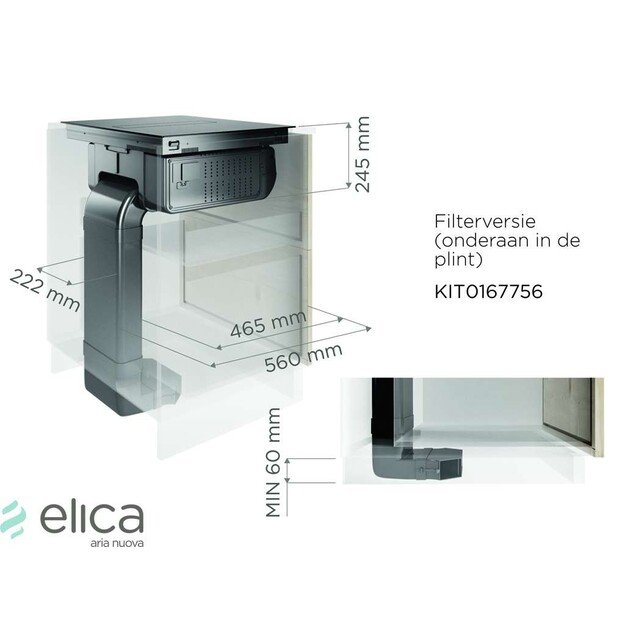 Gartraukio priedas ELICA Recycling kit plinth-in for Nikolatesla FIT / FIT 3Z / FIT XL / PRIME S / ALPHA  (Filters included)