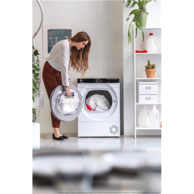 Hoover Dryer Machine NDPEH9A2TCBEXMSS Energy efficiency class A++ Front loading 9 kg Heat pump LCD Depth 58.5 cm Wi-Fi White