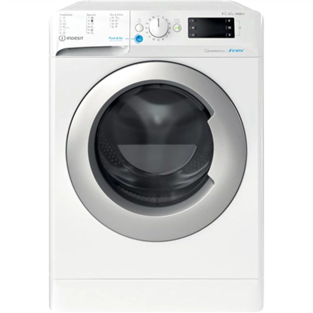 INDESIT Washing machine with Dryer BDE 86435 9EWS EU Energy efficiency class D Front loading Washing capacity 8 kg 1400 RPM Dept