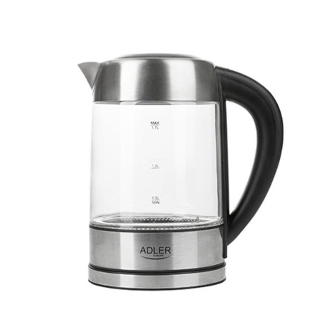 Kettle electric Adler AD 1247 (2200W 1.7l, silver color)