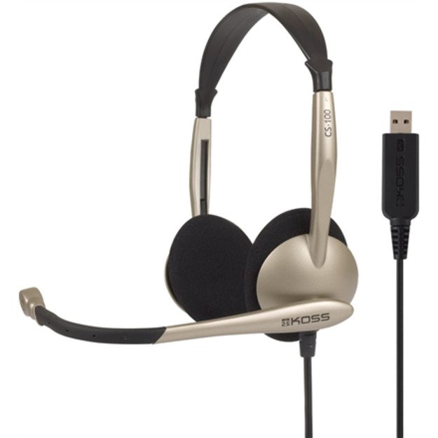 Koss Headphones CS100USB Wired On-Ear Microphone Noise canceling Gold