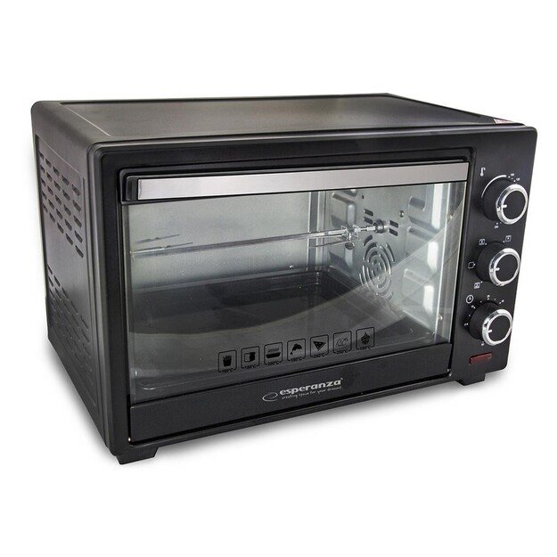 Mini oven with convection and a spit Esperanza NAPOLI EKO006 (Knob, 1600W, black color)