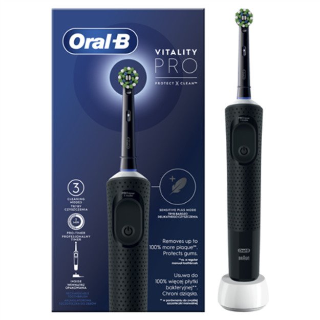Oral-B Electric Toothbrush D103 Vitality Pro Rechargeable For adults Number of brush heads included 1 Black Number of teeth brus