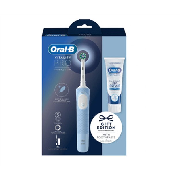 Oral-B | Vitality Pro Protect X Clean | Electric Toothbrush + Toothpaste | Rechargeable | For adults | Number of brush heads inc