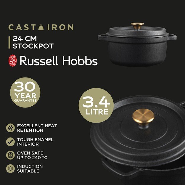 Russell Hobbs RH02524BEU7 Cast iron stockpot 24cm black