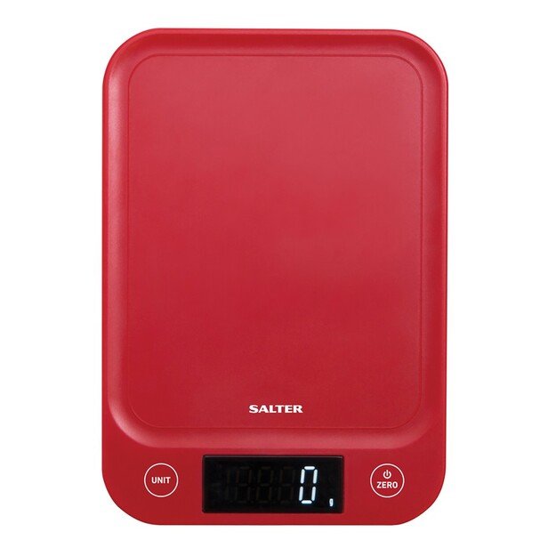 Salter 1067 RDDRA Digital Kitchen Scale, 5kg Capacity red