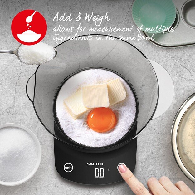 Salter 1074 BKDR Vega Digital Kitchen Scale with Bowl