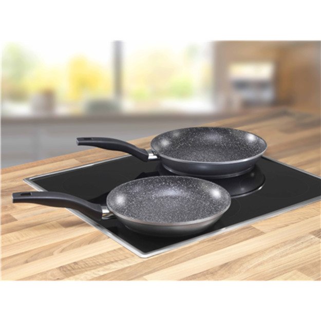 Stoneline Pan Set of 2 6937 Frying Diameter 24/28 cm Suitable for induction hob Fixed handle Anthracite
