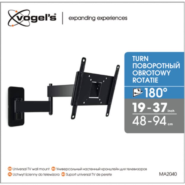 Vogels Wall mount MA2040-A1 19-40   Full motion Maximum weight (capacity) 15 kg Black