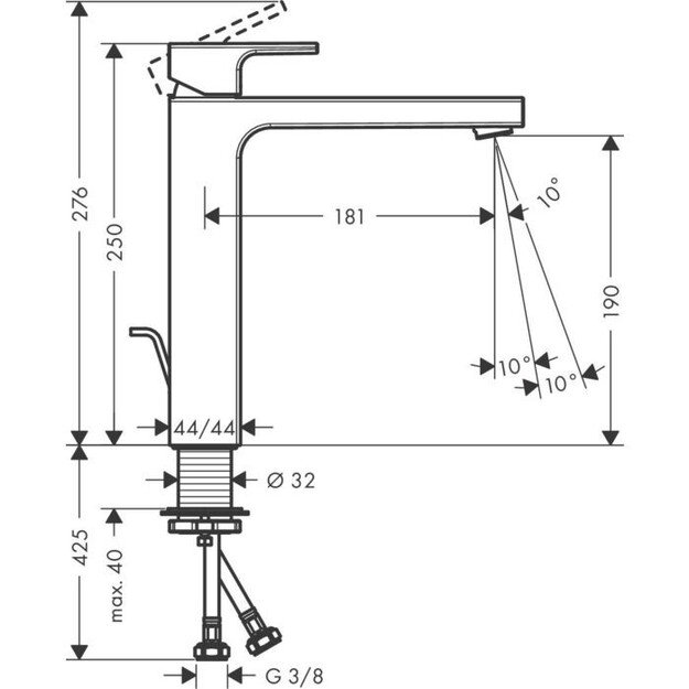 HANSGROHE Vernis Shape 190, 71562000, chromas