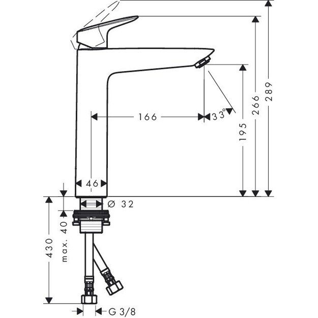 Praustuvo maišytuvas Hansgrohe Logis, 71091000, chromo