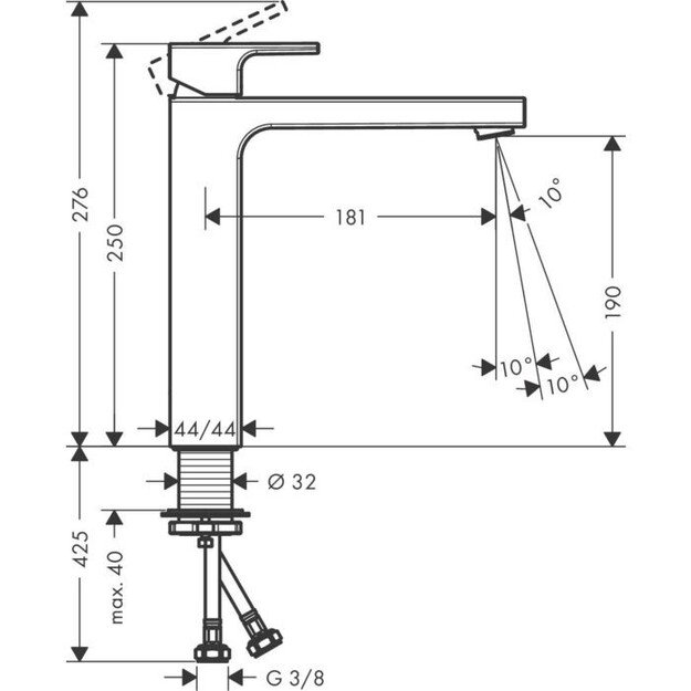 Praustuvo maišytuvas Hansgrohe Vernis Shape 190, 71591000, chromas