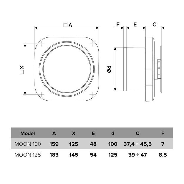 VLANO MOON 100 T (su laikmačiu) 100 mm