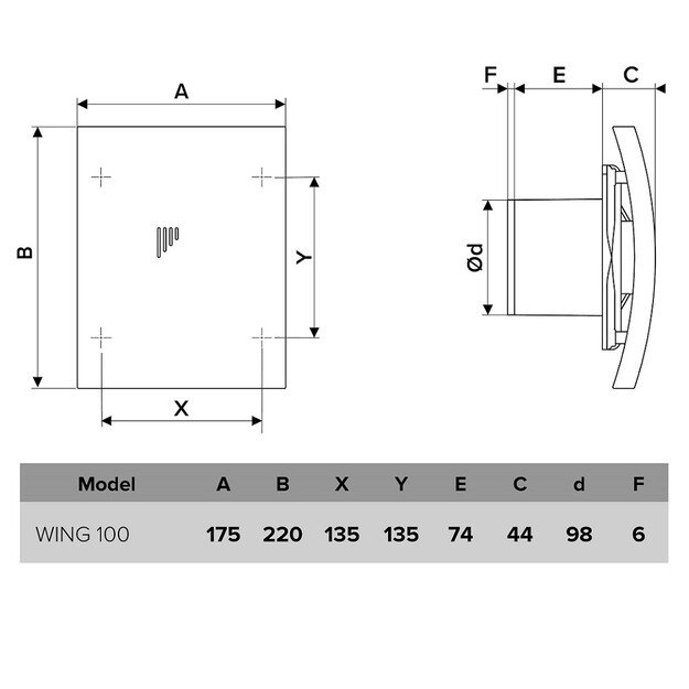 VLANO WING 100 T (su laikmačiu) 100 mm